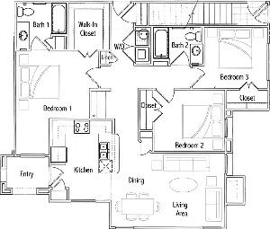C1U - Three Bedroom / Two Bath
